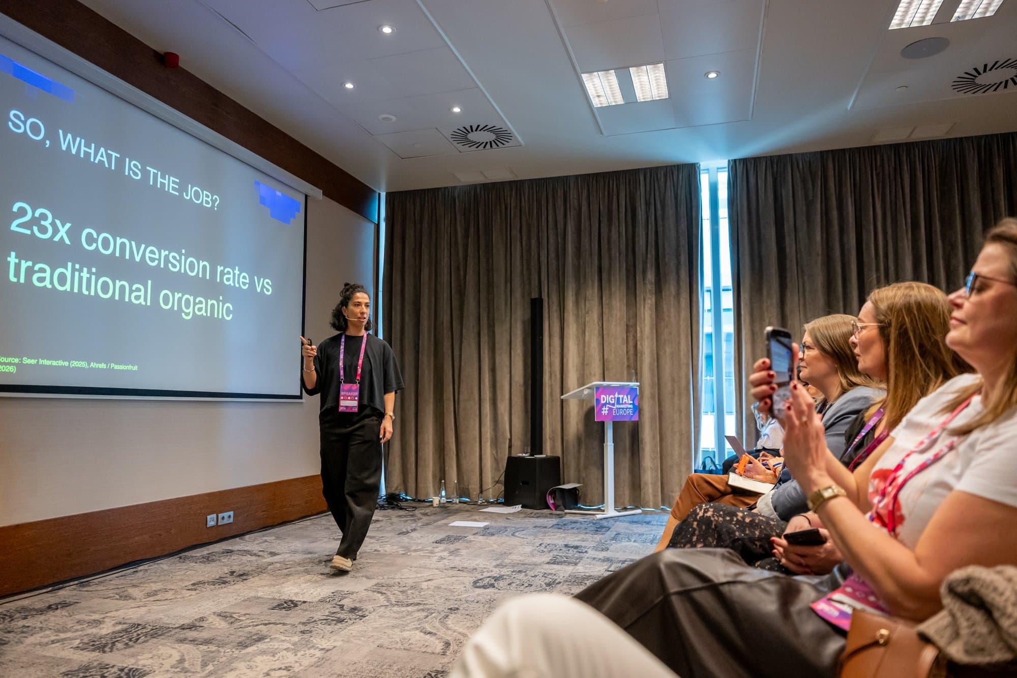 Jessica Redman speaking on stage